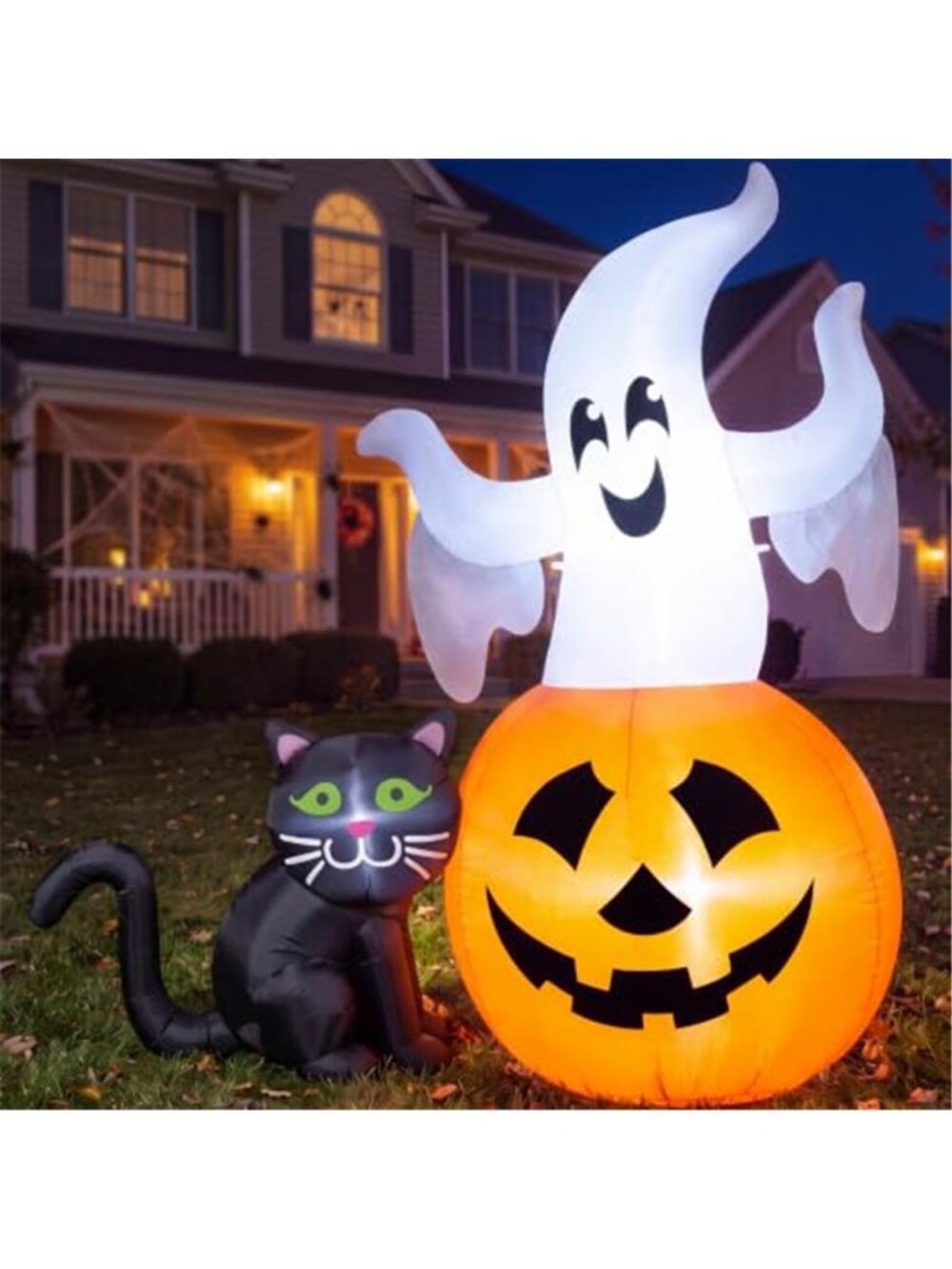 Joiedomi 5FT Halloween Inflatables Ghost Decorations, Lighted Ghost on Pumpkin